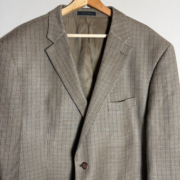 Lauren Ralph Lauren Silk Wool Plaid Sport Coat Dinner Jacket Blazer Mens 48R Tan - Picture 5 of 14